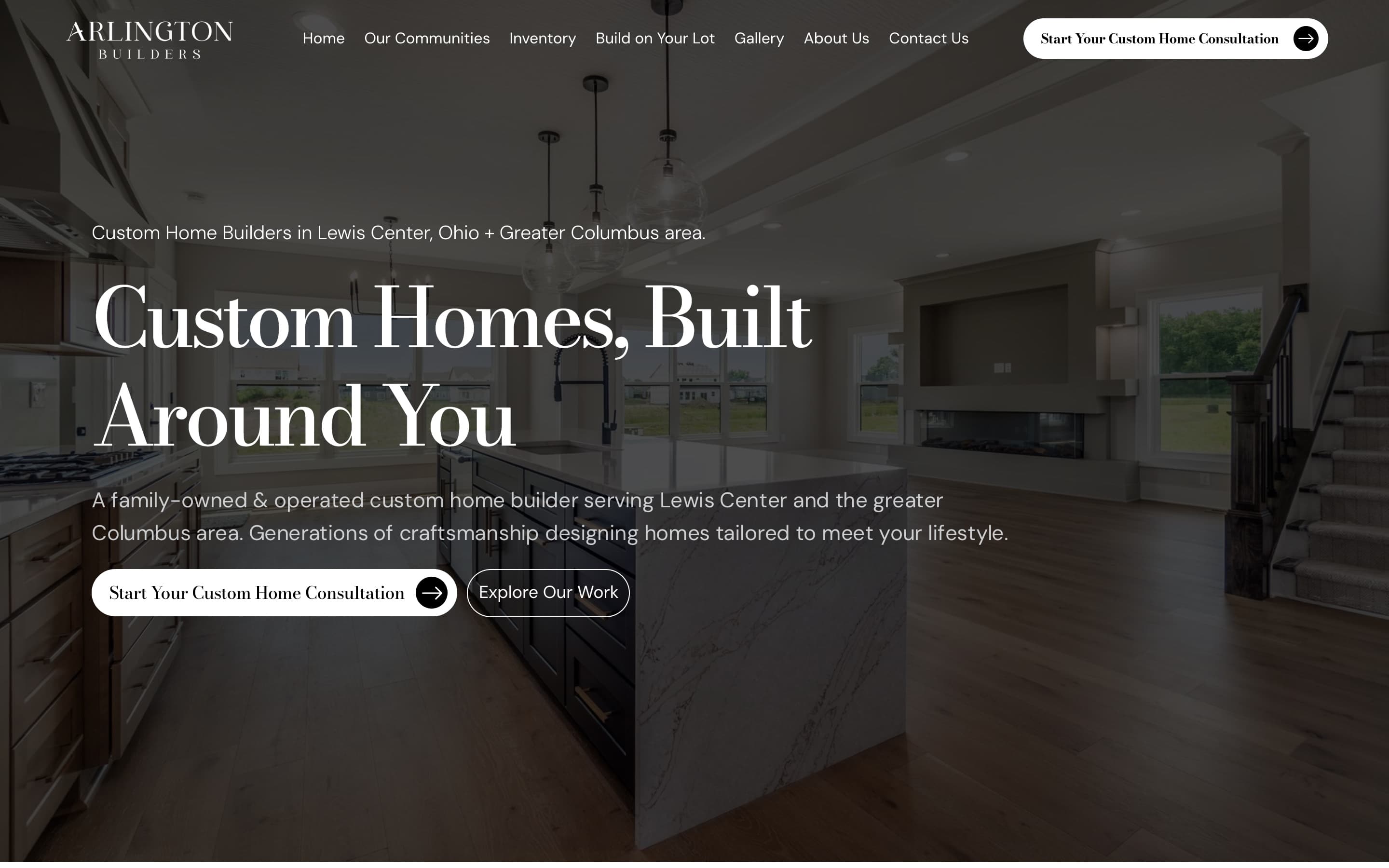 Arlington Builders homepage, built by TintBridge