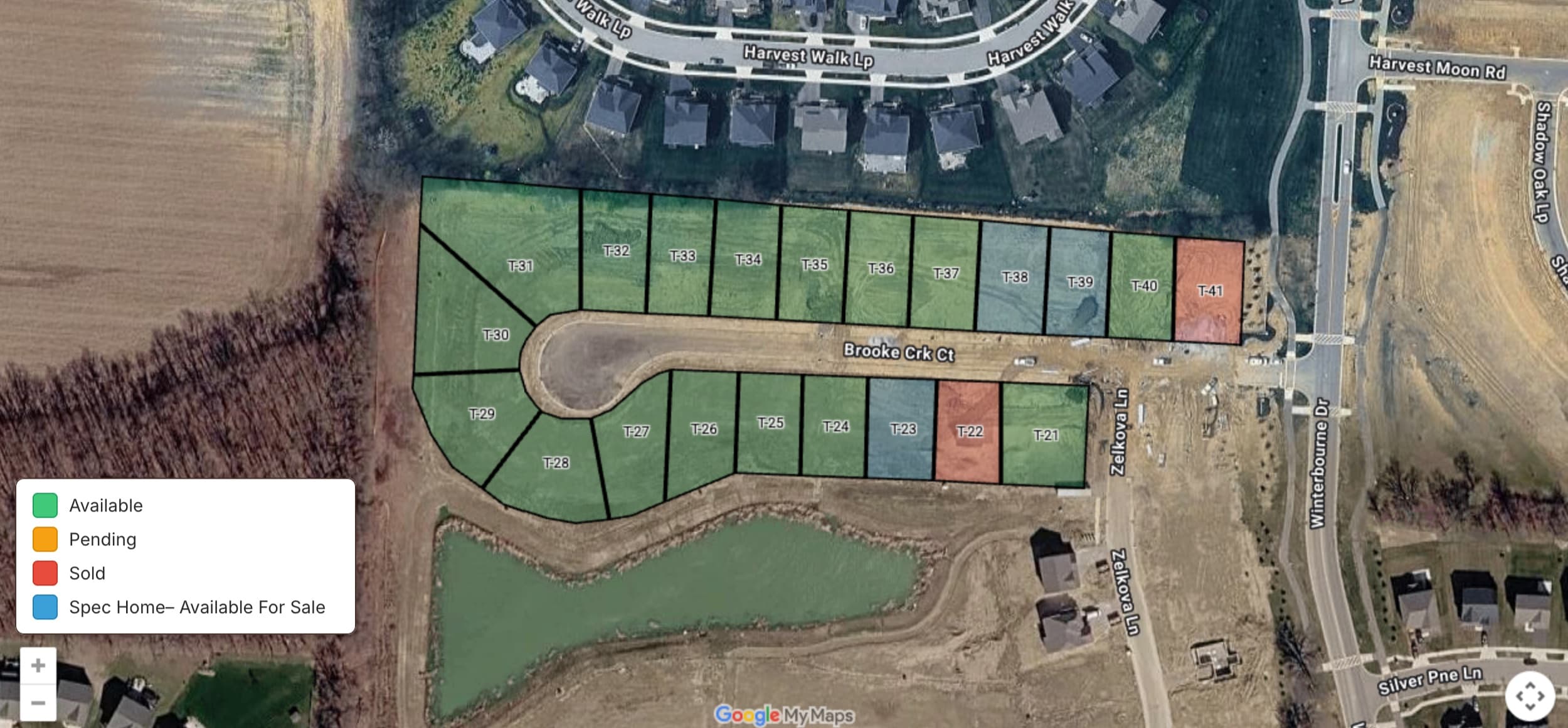 Interactive homesite map for The Reserve at Winterbrooke Place