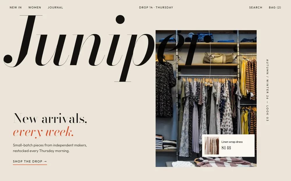 Boutique website concept by TintBridge