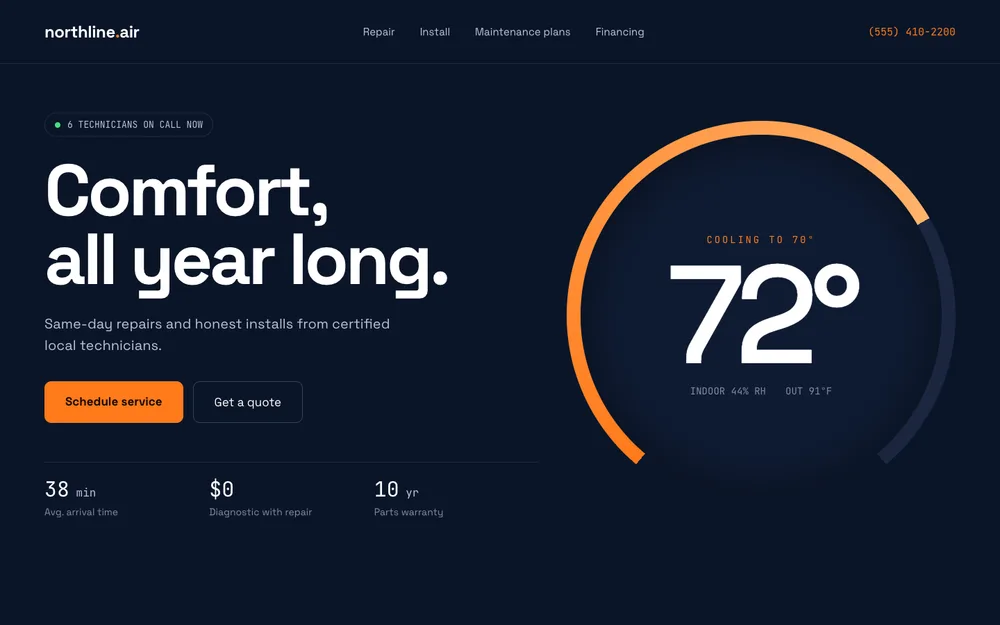 HVAC website concept by TintBridge