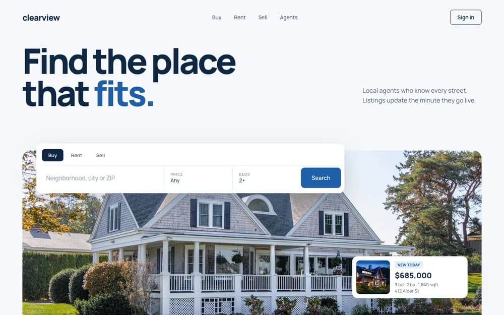 Real estate website concept by TintBridge