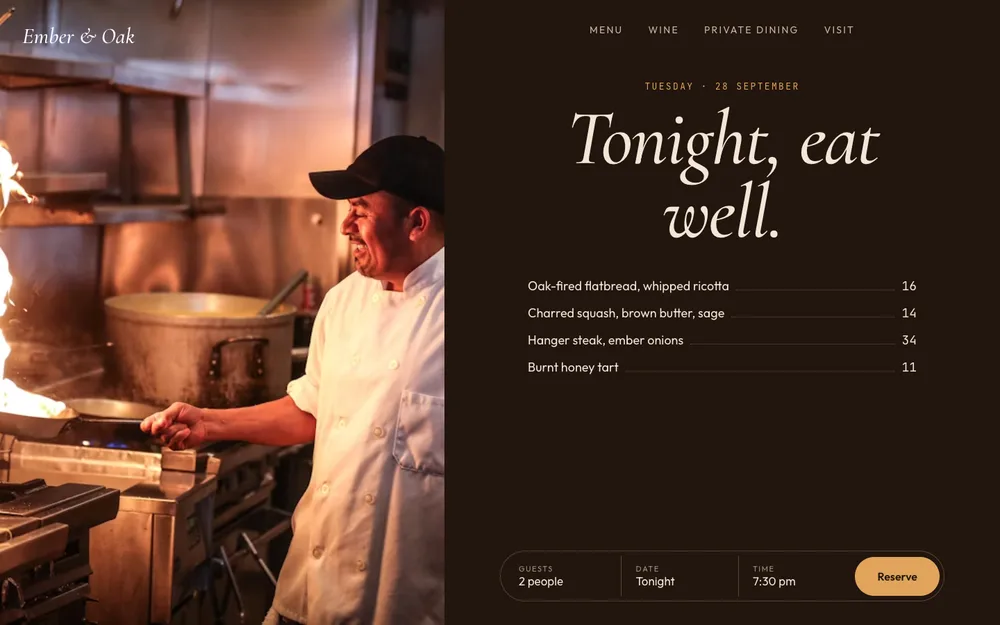 Restaurant website concept by TintBridge