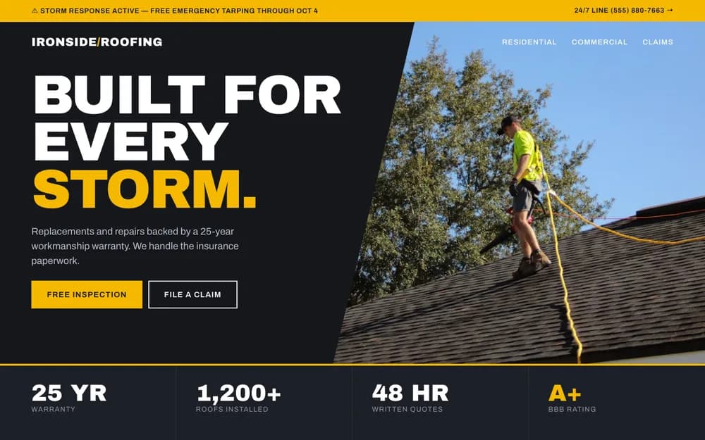 Roofing website concept by TintBridge