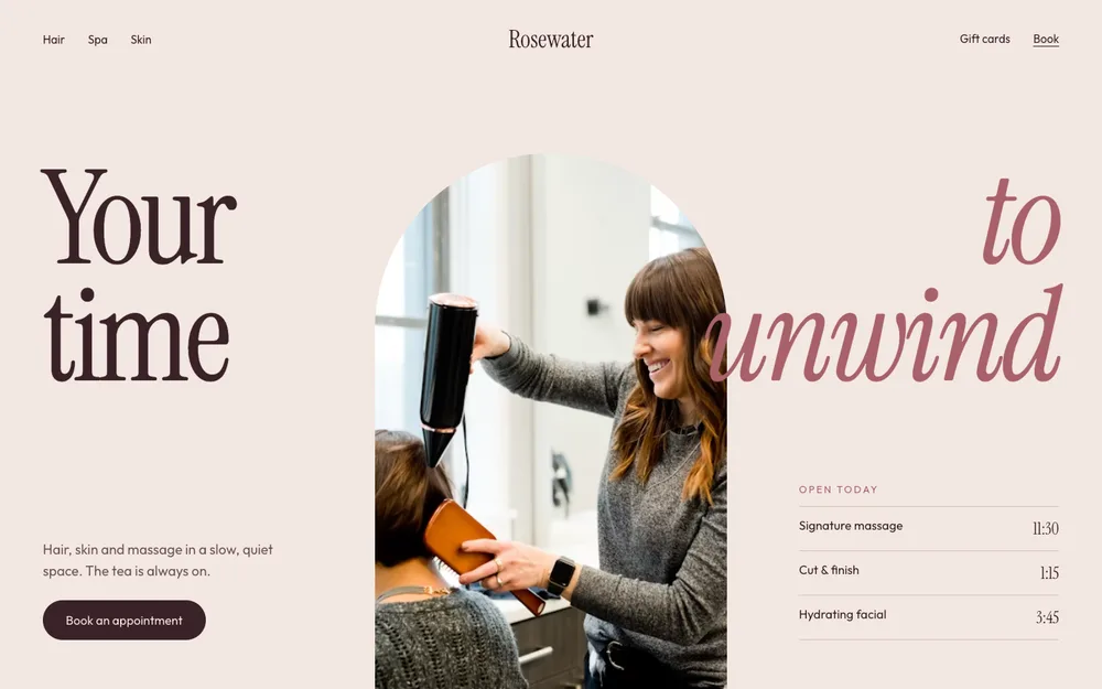 Salon & spa website concept by TintBridge